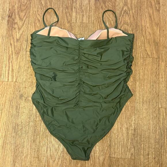 J. Crew Green Ruched Sweetheart One-Piece Size 22 - Picture 8 of 12